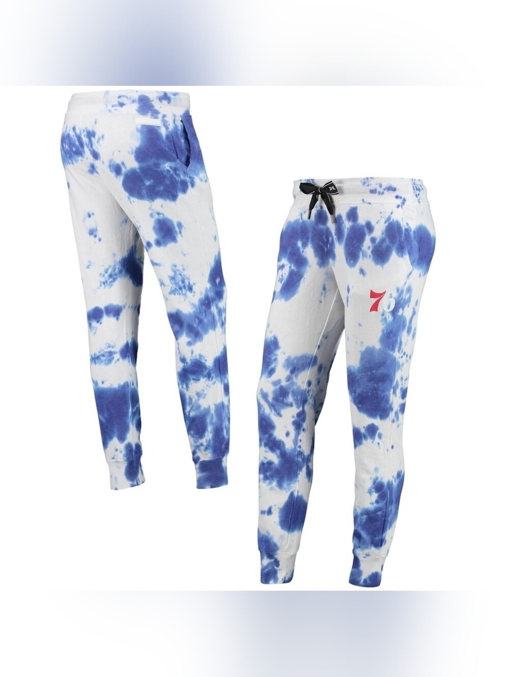 NWT DKNY Sport White/Royal Philadelphia 76ers Melody Tie-Dye Jogger Pants Small